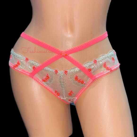 Victoria’s Secret Dream Angels Sweetheart Mesh Strappy Keyhole cheekini panty S - Picture 3 of 9